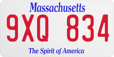 MA license plate 9XQ834