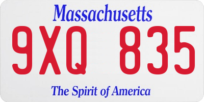 MA license plate 9XQ835