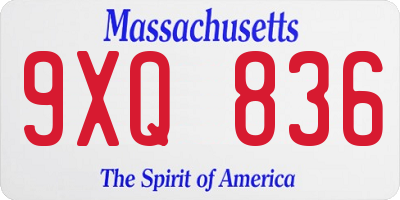 MA license plate 9XQ836