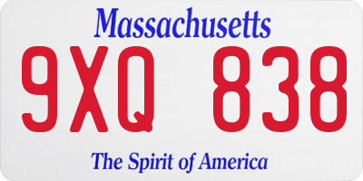 MA license plate 9XQ838