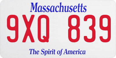 MA license plate 9XQ839
