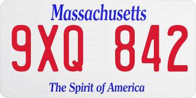 MA license plate 9XQ842