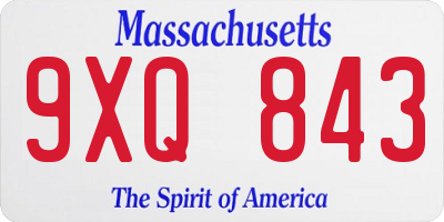 MA license plate 9XQ843