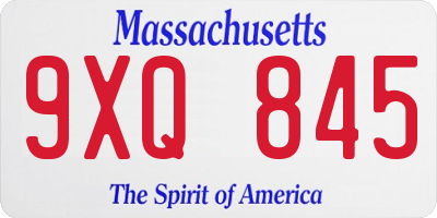 MA license plate 9XQ845