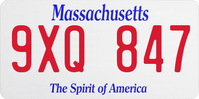 MA license plate 9XQ847