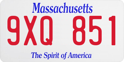 MA license plate 9XQ851