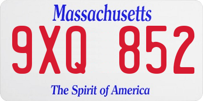 MA license plate 9XQ852