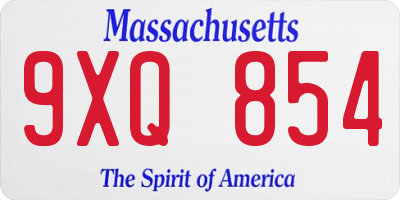 MA license plate 9XQ854