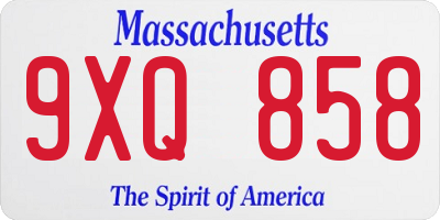 MA license plate 9XQ858