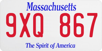 MA license plate 9XQ867