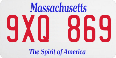 MA license plate 9XQ869