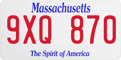 MA license plate 9XQ870