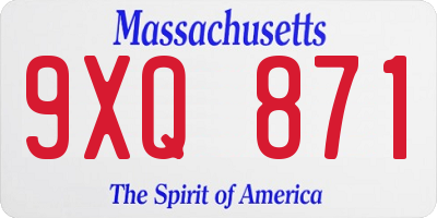 MA license plate 9XQ871