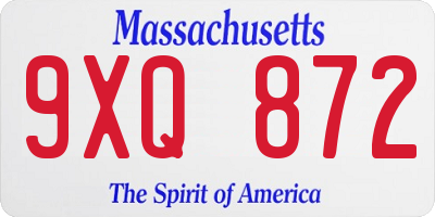 MA license plate 9XQ872