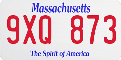 MA license plate 9XQ873