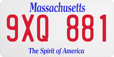 MA license plate 9XQ881