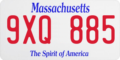 MA license plate 9XQ885