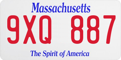 MA license plate 9XQ887