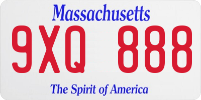 MA license plate 9XQ888