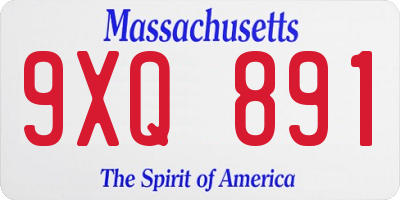 MA license plate 9XQ891