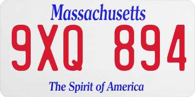 MA license plate 9XQ894