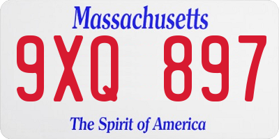 MA license plate 9XQ897