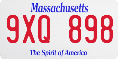 MA license plate 9XQ898