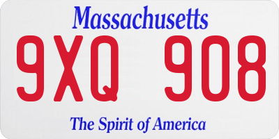 MA license plate 9XQ908