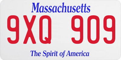 MA license plate 9XQ909