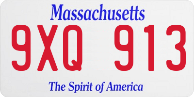 MA license plate 9XQ913