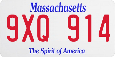 MA license plate 9XQ914