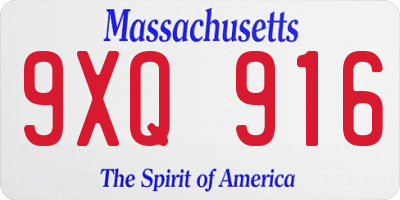 MA license plate 9XQ916