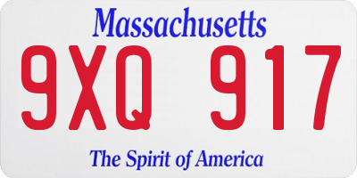 MA license plate 9XQ917