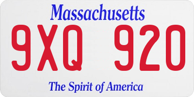 MA license plate 9XQ920