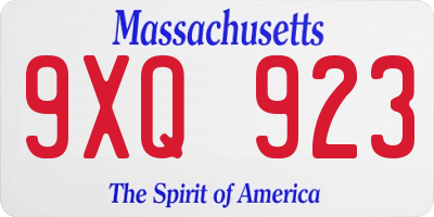 MA license plate 9XQ923