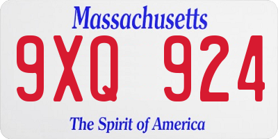 MA license plate 9XQ924