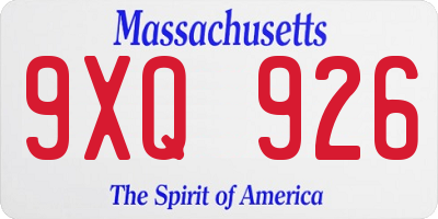 MA license plate 9XQ926
