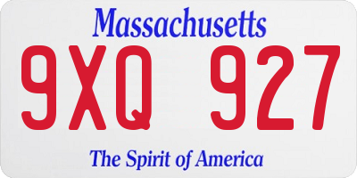 MA license plate 9XQ927