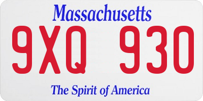 MA license plate 9XQ930