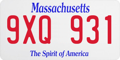 MA license plate 9XQ931