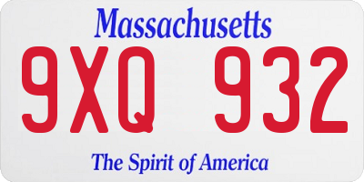 MA license plate 9XQ932