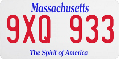 MA license plate 9XQ933