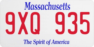 MA license plate 9XQ935