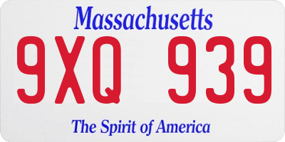 MA license plate 9XQ939