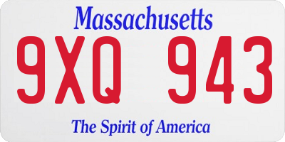 MA license plate 9XQ943