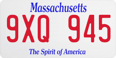 MA license plate 9XQ945