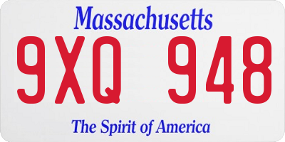 MA license plate 9XQ948