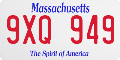 MA license plate 9XQ949