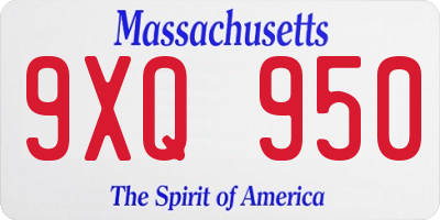 MA license plate 9XQ950