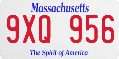 MA license plate 9XQ956